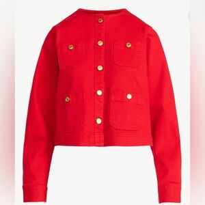 No Boundaries Red Jean Jacket with Gold Buttons